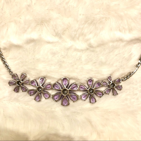 Amethyst Gemstone Flower Bib Necklace Sterling Silver 18 Inches NIB - Picture 3 of 11